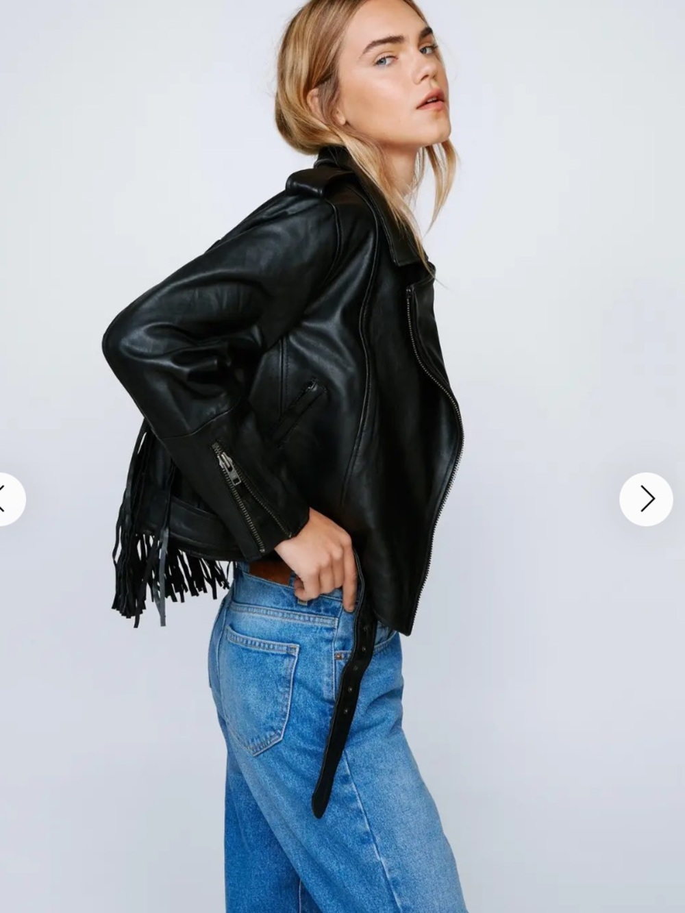 NastyGal - Real Leather Extreme Fringe Biker Jacket - Picture 3 of 7
